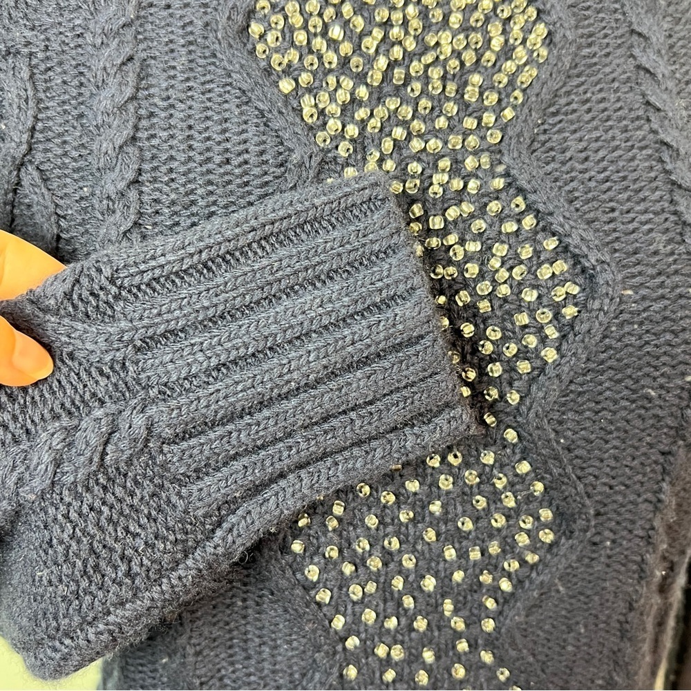 J. Crew Dark Blue Sweater with Bead Accents - Picture 9 of 10